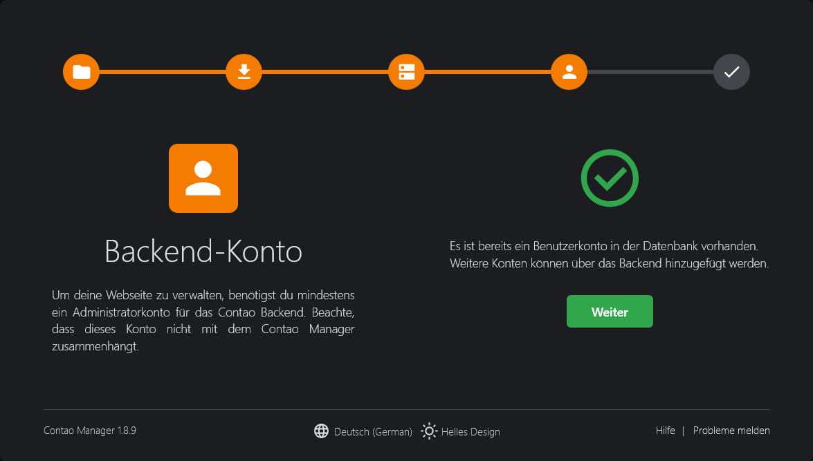 Backend-Konto